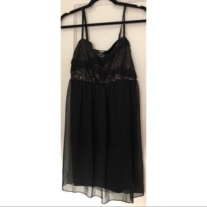 Sequin Top Black Flowy Dress